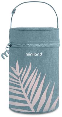 Gertuvės dėklas Miniland Terra Palms, 700 ml, 0 mėn., aliuminis/tekstilė, mėlyna sp./rožinė sp.