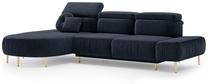 Kampinė sofa - lova Homede Malfa, tamsiai mėlyna sp., kairinė, 287 x 180 cm x 98 cm