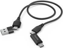 Adapteris Hama 4in1 Adapter 183296 USB A, Micro USB male / USB-C male, 1.5 m, melna krās.