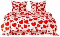 Patalynės užvalkalų komplektas Red Hearts PEB-1047, balta sp./raudona sp., 70 x 80 cm, 140 x 200 cm