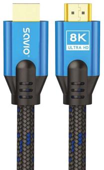 Кабель Savio HDMI - HDMI 8K Golden Tips CL-169 HDMI, HDMI, 5 м, синий цв./черный цв.