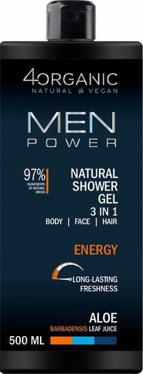 Dušas želeja un šampūns 4organic Men Power, 500 ml