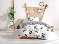 Vaikiškas patalynės užvalkalų komplektas Mijolnir Panda 162ELR1180, balta sp./juoda sp., 160 x 220 cm