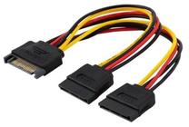Vads Savio SATA 15 pin male, SATA 15 pin female x2, 0.18 m, melna krās.
