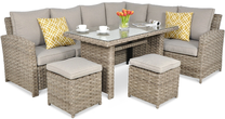 Lauko baldų komplektas AvraHome Santana Dining, rusvai gelsva sp., 1-8 vietų