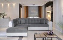 Kampinė sofa Pieretta Sawana Soft, balta sp./tamsiai pilka sp., kairinė, 205 x 260 cm x 80 cm