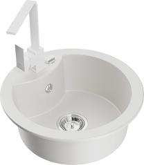 Кухонная мойка Mexen Diego 6512-20-670300-20, гранит, 48.8 см x 48.8 см x 16.7 см, белый цв./хромовый цв.