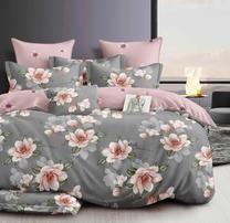 Комплект постельного белья PFY-129, розовый цв./серый цв., 70 x 80 cm, 200 x 220 cm, 3 дет.