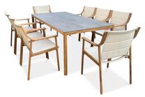 Lauko baldų komplektas Pattaya Dining, pilkas/rudas, 8 vietų