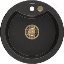 Virtuves izlietne Mexen Diego, granīts, 48.8 cm x 48.8 cm x 16.7 cm, zelta krās./melna krās./bronzas krās.