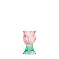 Žvakidė Homla Daly 772856, stiklas, 10 cm, žalia sp./rožinė sp.
