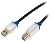 Vads Logilink USB 3.0 A male, USB 3.0 B male, 2 m, melna krās.