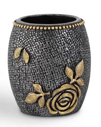Vannas istabas glāze Mioli Decor Elvin, zelta krās./melna krās., 9 cm x 10 cm x 9 cm