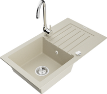 Кухонная мойка Mexen Pablo 6510751010-69+670200-00, гранит, 75 см x 43 см x 16.1 см, хромовый цв./бежевый цв.
