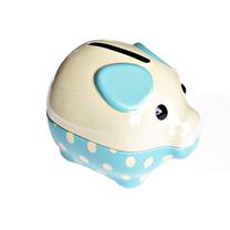 Dekoratyvinis suvenyras Key Craft Piggy Bank 10785158, 6 cm, balta sp./žydra sp.