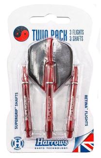 Šautriņas un spārniņi Harrows Twin Pack, sarkana krāsa