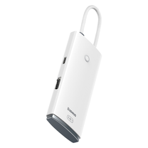 Adapteris Baseus USB-C - HDMI/USB-C/3xUSB 3.0 WKQX040002 USB-C male, HDMI/USB-C/3xUSB 3.0 female, 0.2 m, balta sp.
