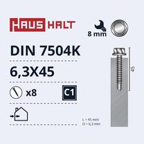 Pašvītņojošā skrūve Haushalt, 6.3 mm x 45 mm, 8 gab.