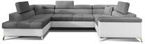 Kampinė sofa Thiago Sawana 05, Soft 17, balta sp./tamsiai pilka sp., kairinė, 350 x 202 cm x 90 cm