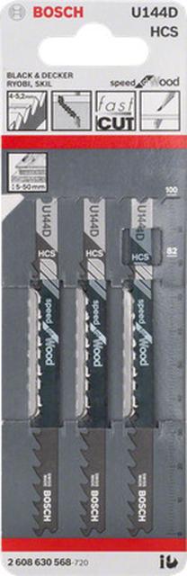 Pjūklo peilių rinkinys Bosch U 144 D, 10 cm, 3 vnt.