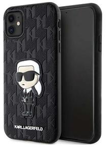 Telefona vāciņš Karl Lagerfeld Saffiano Monogram Ikonik KLHCN61SAKHPKK, melna krās., Apple