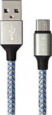 Laidas Devia Tube, USB Type C, 100 cm, juoda sp.