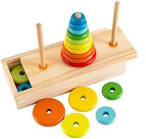 Rotaļlieta Wooden Pyramid, 4 cm, zila krās./brūna krās./sarkana krās., 35 gab.