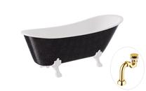 Vonia, laisvai pastatoma Besco Olaya Glam, 160 cm x 68 cm x 68 cm, ovalas, aukso sp./balta sp.