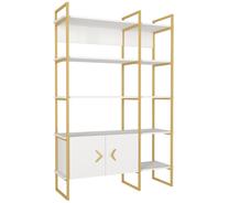 Knygų lentyna Kalune Design Santana, aukso sp./balta sp., 180 cm x 39 cm x 120 cm