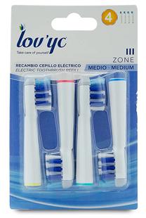 Elektrinio dantų šepetėlio galvutė Lov'yc Zone Medium, balta sp., 4 vnt.