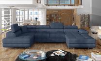 Kampinė sofa Rodrigo Omega 86, tamsiai mėlyna sp., kairinė, 202 x 345 cm x 90 cm