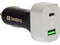 Automobilinis įkroviklis Sandberg, USB/USB-C, juoda sp.