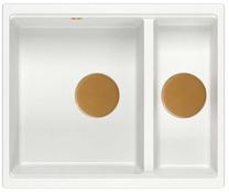 Virtuves izlietne Quadron Logan 150, granīts, 56 cm x 46 cm x 22 cm, balts krās./vara krās.