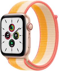 Умные часы Apple Watch SE GPS + Cellular, 40mm Gold Aluminium Case with Maize/White Sport Loop, золотой цв.