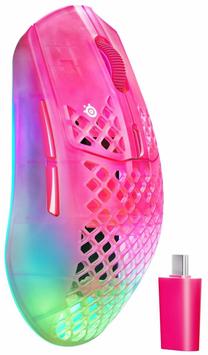 Bezvadu spēļu pele Steelseries Aerox 3 Wireless Gen 2, 2.4 ghz / bluetooth / usb, fuksīna (magenta) krās.