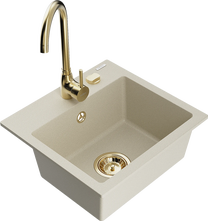 Кухонная мойка Mexen Milo 6505-69-670200-50, гранит, 43.5 см x 41 см x 17.1 см, золотой цв./бежевый цв.