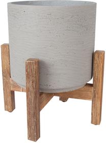Puķu pods Home4you Sandstone 72448, kompozītmateriāls/koks, Ø 28.5 cm, pelēka krās.