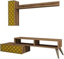 Sekcija Kalune Design Planet 845HCT3048, geltona sp./riešuto sp., 37.2 cm x 150 cm x 37.8 cm