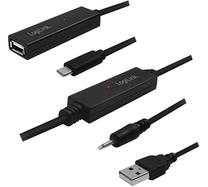 Kabelis Logilink Active Repeater Cable USB Type C Male, USB Type A Female, 40 m, melna krās.