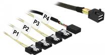 Vads Delock SFF-8643 to 4 x SATA 7 Mini SAS HD SFF-8643, SATA 7-pin x 4, 1 m, melna krās.