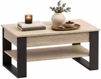 Kafijas galdiņš Akord Furniture Factory Denver, melns krās./sonoma ozola krās., 92 cm x 52 cm x 45 - 58 cm