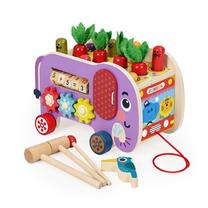 Medinis žaidimas su plaktuku, dramblys EcoToys 8in1 Whack A Mole, 15 cm