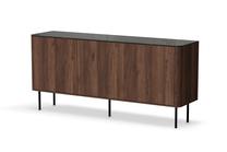 Komoda Solano KM-1, juoda sp./riešuto sp., 77 cm x 160 cm x 40 cm