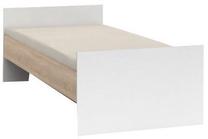 Lova viengulė Nepo 90A, 90 x 200 cm, ąžuolo/balta, be čiužinio, su grotelėmis