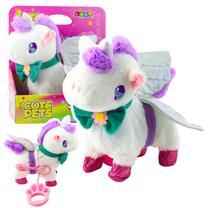Игрушечное животное единорог Lean Toys Cute Pets, 24 см, белый цв./фиолетовый цв.