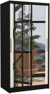 Spinta ADRK Nevio, balta sp./juoda sp., 100 cm x 58 cm x 200 cm, su veidrodžiu