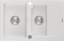 Кухонная мойка Mexen Gaspar White+Chrome, гранит, 73 см x 47 см x 17.7 см, белый цв./хромовый цв.