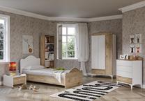 Miegamojo baldų komplektas Kalune Design Zebra, vaikų kambariui, ąžuolo sp./balta sp.