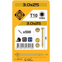 Puidukruvi, universaalsed Forte Tools TX10, 3 x 25 mm, kollane v., 500 tk