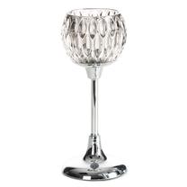 Žvakidė Zaria, stiklas/metalas, Ø 11 cm, 27 cm, sidabro sp.
